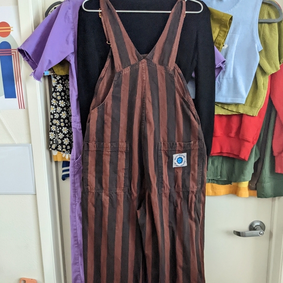 ALREADY SOLD DO NOT BUY Big Bud Press Striped Overalls Brown Stripe, size Small - Picture 4 of 5